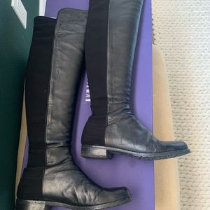 Stuart Weitzman Black Nappa Leather 5050 over the knee Boot (leather) size 7.5